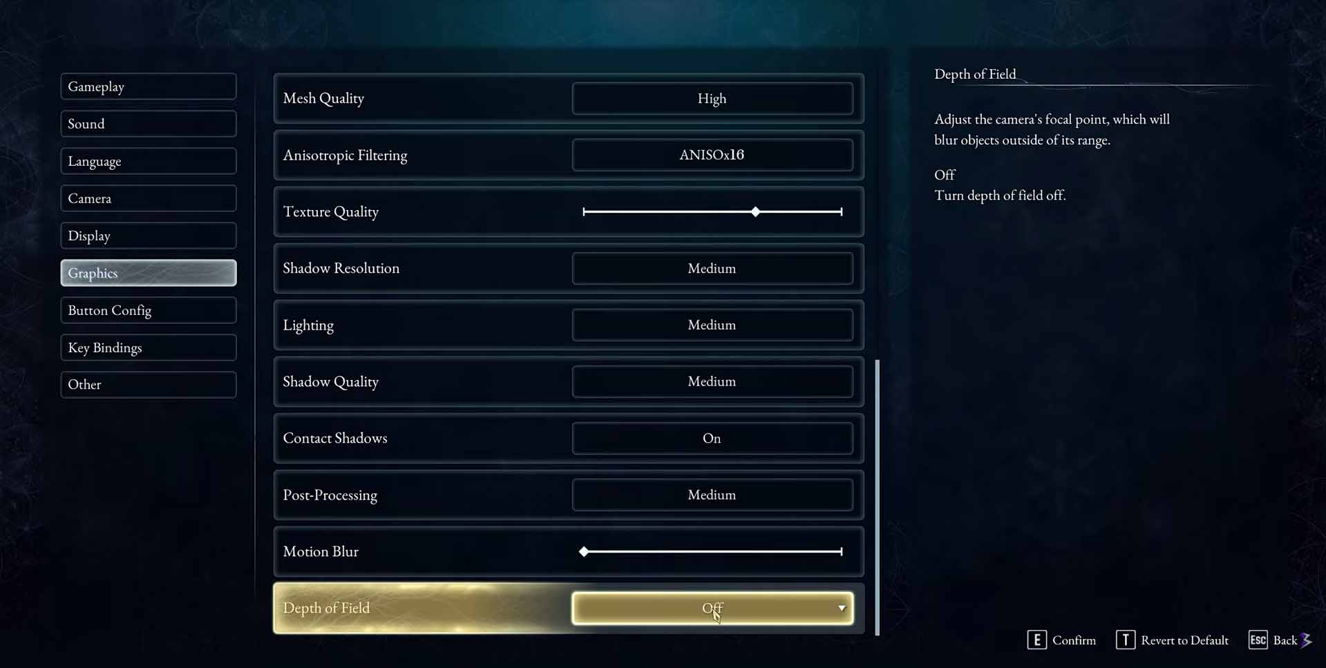 Beast of Reincarnation Graphics settings with Shadow Resolution, Lighting and Post-Processing on Medium