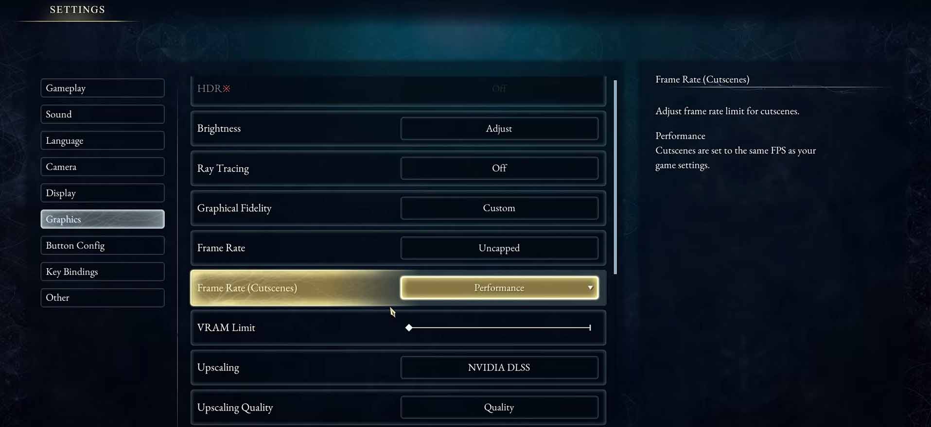 Beast of Reincarnation Graphics settings with Ray Tracing off and Upscaling set to NVIDIA DLSS