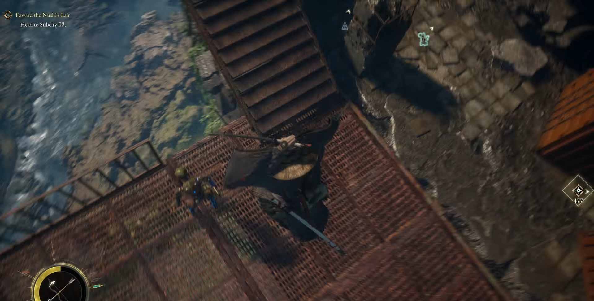 Beast of Reincarnation FPS fix guide, gliding over the rooftops toward Subcity 03