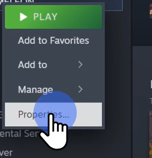 Right clicking a game in the Steam Library and choosing Properties