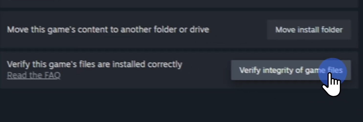 The Verify integrity of game files button in Steam Installed Files
